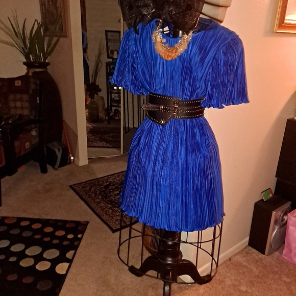 Royal Blue Pleated Dress - Picture 1 of 1